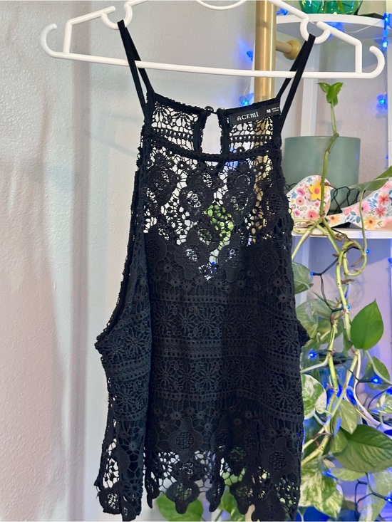 Acemi Tops - Acemi Black Crochet Lace Tank Top PRELOVED IN EXCELLENT CONDITION